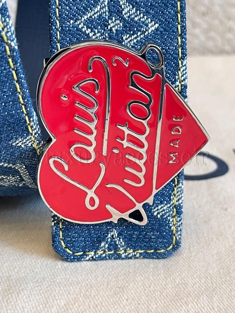 100% Original Louis Vuitton Denim Gürtel Nigo reversible